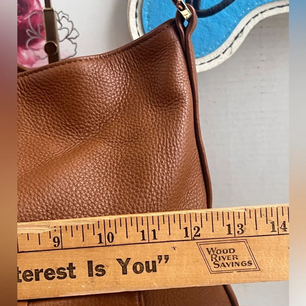 Michael Kors Pushlock brown Leather Hobo Shoulder Bag